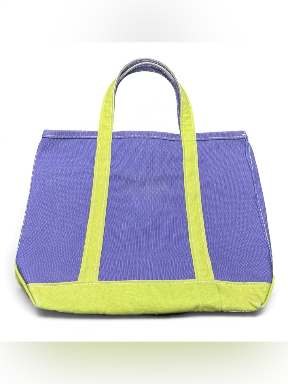 Vintage 90s LL Bean Boat And Tote Bag Purple And Green Canvas Made In USA Rare